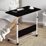 Torche Ironwood Multipurpose Height Adjustable Movable Table for Computer & Laptop Table with Wheels (Small-Mirage Black)