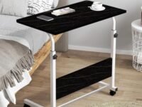 Torche Ironwood Multipurpose Height Adjustable Movable Table for Computer & Laptop Table with Wheels (Small-Mirage Black)