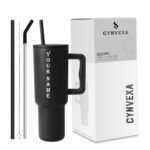 Tumbler with lid and Straw 1200ML Cup Stainless Steel Vacuum Insulated Tumbler for Water, Iced Tea or Coffee 1.2L Office Gym Travelling (Black Custome)