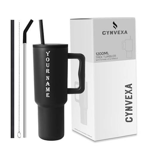 Tumbler with lid and Straw 1200ML Cup Stainless Steel Vacuum Insulated Tumbler for Water, Iced Tea or Coffee 1.2L Office Gym Travelling (Black Custome)
