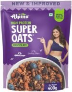 ALPINO 22% High Protein Super Oats Chocolate 400g – Rolled Oats, Natural Peanut Butter, Cocoa Powder, Nuts & Seeds – 22g Protein, Source of Dietary Fibre & Healthy Fats, No Added Sugar & Salt