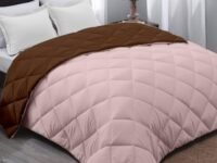 AYKA Reversible Comforter 220 GSM Microfiber Reversible AC Comforter/Blanket for Winter/Quilt/Duvets for Queen Size Single Bed Comforter (60 * 90, Brown & Peach)| TC - 220