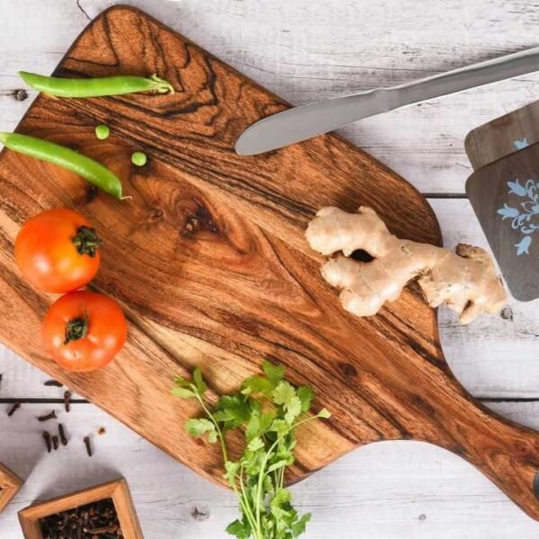 Acacia Wood Cutting Board - Wooden Kitchen Chopping Boards for Meat, Cheese, Bread, Vegetables &Fruits- Knife Friendly Kitchen Butcher Block with 2 Free Coasters