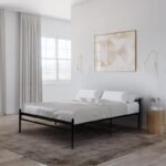 Aiden Metal Bed Extra Size Without Storage | Wrought Iron Extra Single Cot Bed for Bedroom with Headboard and Footboard | Matte Finish Black (75x36)