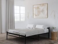 Aiden Metal Bed Extra Size Without Storage | Wrought Iron Extra Single Cot Bed for Bedroom with Headboard and Footboard | Matte Finish Black (75x36)