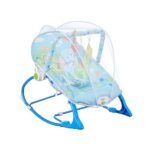 Amazon Brand - Supples Baby Rocker with Detachable Toy Bar & Mosquito Net | Calming Vibration | Safe, Portable | Blue