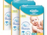 Amazon Brand - Supples Premium Baby Diaper Pants | 216 Baby Diapers | Medium | 7-12 Kg | 12 Hrs Absorption | Cushiony Cotton Soft Fabric | Phthalates-Free | Triple Leak Guard | 72 Count, Pack of 3