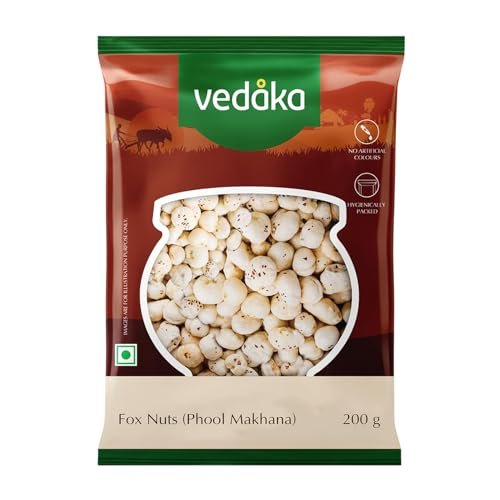 Amazon Brand - Vedaka Fox Nuts 200G | Phool Makhana | No Added Artificial Flavours | Healthy Snacking & Fasting