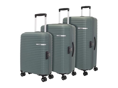 American Tourister Hard PP Check-In Suitcase with TSA Lock, Liftoff+ & 8 Wheel, Trolley Bag for Travel, Travel Bag with Double Wheel, Dark Olive, Small-55Cm/ Medium-67Cm/ Large-79Cm, Set of 3