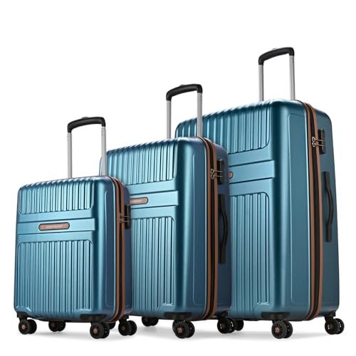 Aristocrat Atlas Set of 3 Trolley Bag 55, 66 & 77cm | Small+Medium+Large | Hard Luggage | Smooth 8-Wheel Suitcase | Combination Lock with Sturdy Zipper | Full Fabric Convipack | 3-Year Warranty (Teal)
