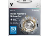 Bosch 14 Place Setting with intensive Kadhai Program, Steam Treatment,WiFi, 3-Stage Adjustable Upper Rack - (SMS6IKW01I - White,Glass Protection Technology)