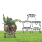 CINAGRO Round Metal Plant Stand for Balcony (Pack of 5, Black colour) Gamla Stand for Plants Pot Stand for Outdoor Plants Flower Pot Anti-Rust Scratch-Resistant Stand for Balcony Garden