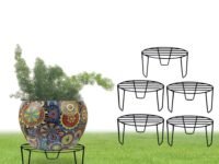 CINAGRO Round Metal Plant Stand for Balcony (Pack of 5, Black colour) Gamla Stand for Plants Pot Stand for Outdoor Plants Flower Pot Anti-Rust Scratch-Resistant Stand for Balcony Garden