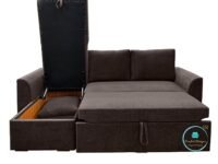 Comfort Designs Creta Textured Premium Polyester Fabric 4 Seater Corner Sofa Cumbed For Living Room, Functional Storage, Soft, Lightweight, Comfortable Sofa (Brown, Medium)