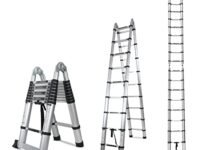 Corvids Portable and Compact 19 ft A Type Aluminium Telescopic Ladder with 18 Steps | 2-Year Warranty | for Household and Outdoor, EN131 Certified (19 ft (5.6 m) - A Type)