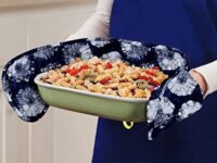 Cotton Quilt Printed Oven Double Glove - Pack of 1 (Blue)