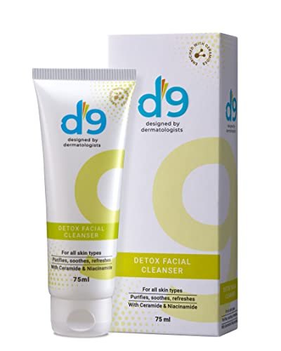 D9 Detox Facial Cleanser Face wash | All Skin Types | Purifies/Soothes/Refreshes With Ceramide & Niacinamide | Designed by Dermatologists | Men & Women (Pack of 1 (75ml))