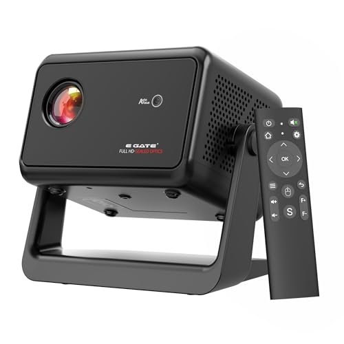 E Gate Duster 5X | 100% Dust Proof | Fully Automatic Native 1080p Projector 4k Ultra HD | 5X Brighter 500 ISO | Android 13, Live TV, Netflix, Prime | ScreenFree & ScreenMirror | HDMI-ARC-WiFi6 | EGATE