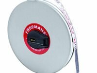 FREEMANS Leatherette 30m:13mm Fibreglass Measuring Tape - 30m/100ft || Case Reinforced with Stainless Steel Band || Durable Winding Mechanism Handle and Stainless Steel Mouth with End Hook