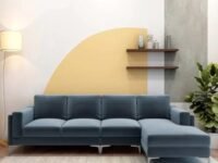 FURNY Hamson 5 Seater Fabric LHS Sectional L Shape Sofa Set (Grey)