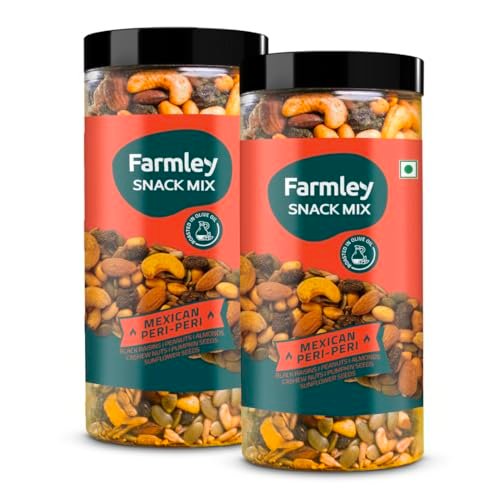 Farmley Snack Mix | 405g Each | 6 Superfoods in 1 Mix | Dry Fruits Mix, Mixed Nuts, Mixed Dry Fruits, Dry Fruits, Nuts and Seeds Mix, Almonds, Cashew, Pumpkin & Sunflower Seeds (Pack of 2)