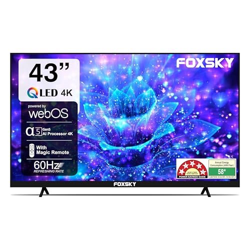 Foxsky 109 cm (43 inch) Frameless Series 4K UHD QLED Smart TV (WebOS) 43FS 4K (Black)