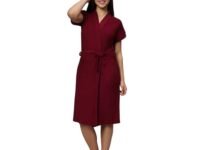 Fresh Womens Terry Cotton Maroon Bathrobe (S)