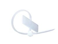 GLOBOMOTIVE Teeth Grip Nylon Self Locking Cable Ties with Marking Tag, White, 4 inch - Strong Heavy Duty Zip Wire Tie Fastener Organizer with Sign Tag (100 mm x 2.5 mm, Pack of 100)