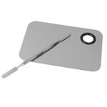 HOME BUY Stainless Steel Makeup Mixing Blending Palette with Spatula -5401 (Pack of 1,Silver)