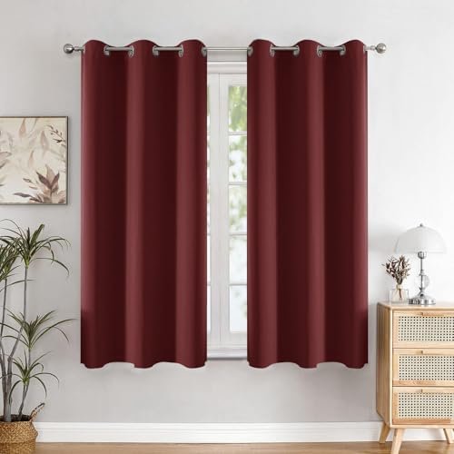 HOMEMONDE Window Curtains 5 Feet Pack of 2 - Solid 98% Blackout Curtain for Living Room, Bedroom, Office, 60L Inch x 46 Inch - (Maroon, 152 x 118 CM)