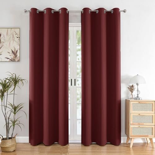 HOMEMONDE Window Curtains 6 Feet Pack of 2 - Solid 90% Blackout Curtain for Living Room, Bedroom, Office, 72L Inch x 46 Inch - (Maroon, 182 x 118 CM)