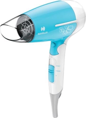 Havells HD3151 1200 W Foldable Hair Dryer; 3 Heat (Hot/Cool/Warm) Settings Including Cool Shot Button; Heat Balance Technology, Turquoise