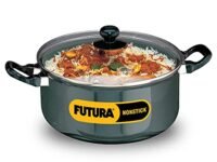 Hawkins Futura 5 Litre Cook N Serve Stewpot, Non Stick Pot with Glass Lid, Cooking Pot with Lid, Black (Nst50G), 5 Liter