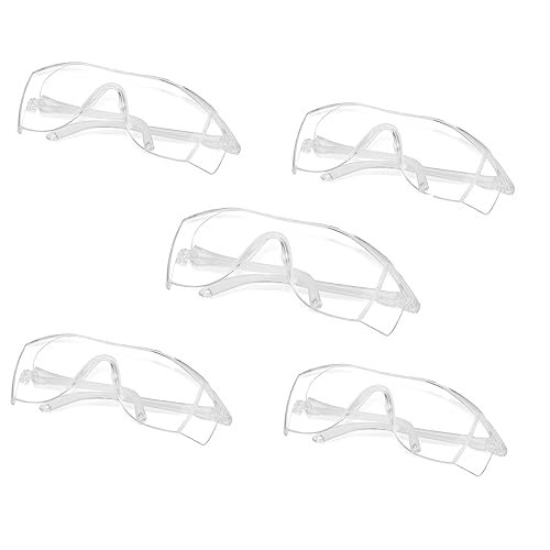 ILiFF 5-Pack Safety Goggles - Clear Anti-fog/Anti-Scratch Glasses for Bike Riding, Industries, Construction, Chemistry Lab, and Eye Infection Prevention - Multipurpose Protective Eyewear