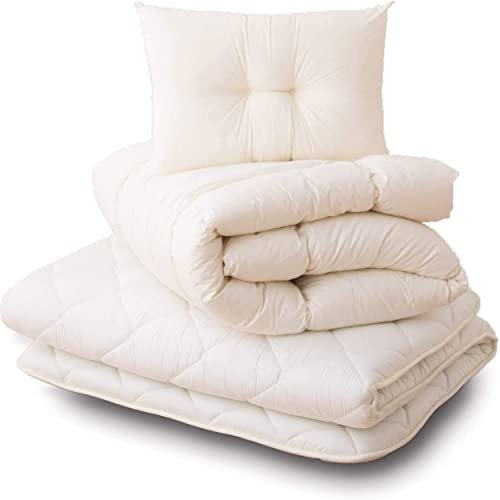 Indian Decor. Japanese Technology Cotton Futon Set (White, Single Size, 36 X 72 inches)