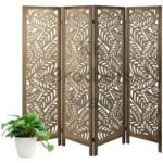 KK Brothers Mart Room Partition for Living Room | Wooden Screen Separator | Wooden Room Wall Divider | Hall Partition Furniture for | Bedroom | Office | Restaurant (4 Panel)