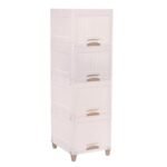 Kuber Industries 4-Layer Stackable-Foldable Drawer Cabinet & Rack for Home /Office | Portable Shelf for Toys | Kitchen Almirah for Storage -White