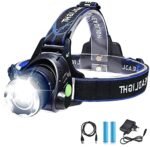 LED Headlamp, USB Rechargeable Head Torch Weatherproof Flashlight With Battery for Farmers, Fishing, Camping, Hiking, Cycling, Running