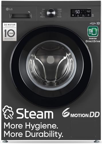 LG 7 Kg, 5 Star, Direct Drive Technology, Steam Wash, 6 Motion DD, Fully-Automatic Front Load Washing Machine (FHB1207Z2M, Allergy Care, In-Built Heater, Touch Panel, Middle Black)