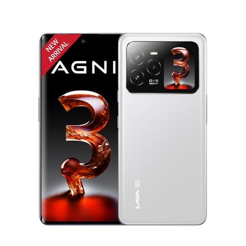Lava Agni 3 5G (Pristine Glass, 8GB+128GB) | India's 1st Dual AMOLED | 1.5K Curved Display | Dimensity 7300X | 50MP Triple AI Telephoto Camera | 66W Fast Charge | with Charging Adapter