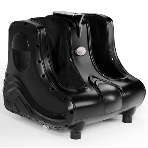 Lifelong Foot Massager Machine for Pain Relief | Electric Foot Massager with Digital Display | Feet Massager for Blood Circulation | Foot Pain Relief with Soothing Heat | Removable Cover | Black