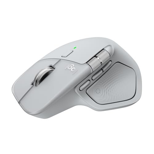 Logitech MX Master 4, Ergonomic Wireless Mouse with Advanced Performance Haptic Feedback, Ultra-Fast Scrolling, USB-C Charging, Bluetooth, Windows, MacOS - Pale Grey