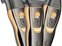 Male Professionals Design 3 in 1 Perfect Shaver, Hair Clipper and Nose Trimmer Rechargeable Beard And Moustaches Hair Machine Trimming With Cord And Without Cordless Use. (Black & Gold Color)