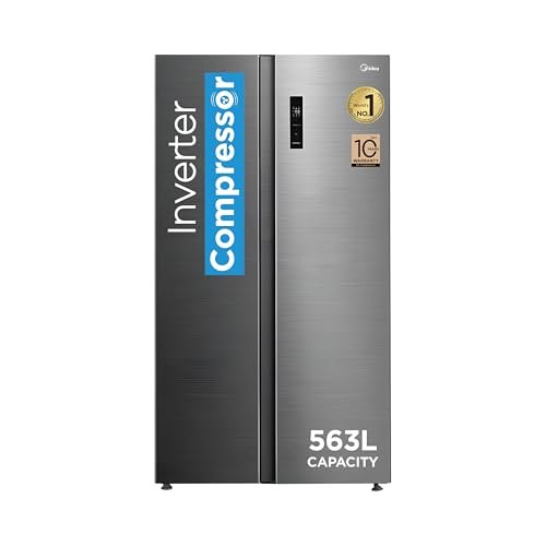 Midea 563 L Side By Side, Frost Free Refrigerator |Digital Display|Stabilizer Free Operation|Inverter compressor (MDRS710FGF46 Bru Steel)
