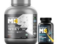 MuscleBlaze Biozyme Performance Whey Protein Powder, Rich Chocolate (2kg / 4.4lbs) & MB-Vite Daily Multivitamin (60 Tablets) | Pack of 2