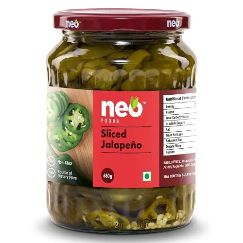 Neo Sliced Jalapenos 680g I 100% Plant Based I Ready-to-Eat Fibre-Rich Topping for Pizza, Pasta, Wraps and Salads I (Pack of 1)