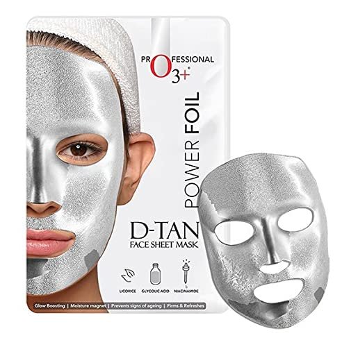 O3+ Power Foil D-Tan Face sheet Mask For Skin Brightening Glowing Tan Removal Oil Control Acne & Fairness Women Men