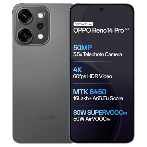 OPPO Reno14Pro 5G (Titanium Grey, 12GB RAM, 256GB Storage)