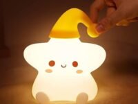 One94Store Silicone Star Night Light | USB Rechargeable LED Lamp with 7-Color Breathing Modes | Soft Silicone Nursery Light for Kids Bedroom Decor | Perfect Baby & Toddler Gift, White
