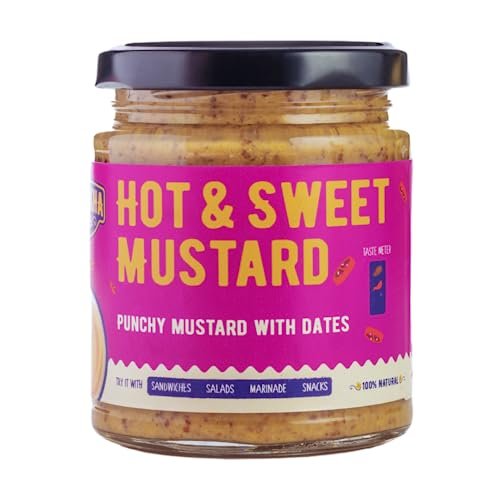 PATAAKHA Hot & Sweet Mustard 180 Gms|Vegan Honey Mustard, Punchy Like Kasundi|Naturally Fermented Low Calorie Sauce, Spread, Salad Dressing|Pungent, Tangy, Authentic|Jain Friendly